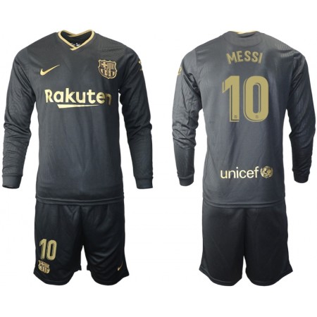 Billiga Fotbollströjor FC Barcelona Lionel Messi 10 Barn Borta tröja 2020/21 Långärmad